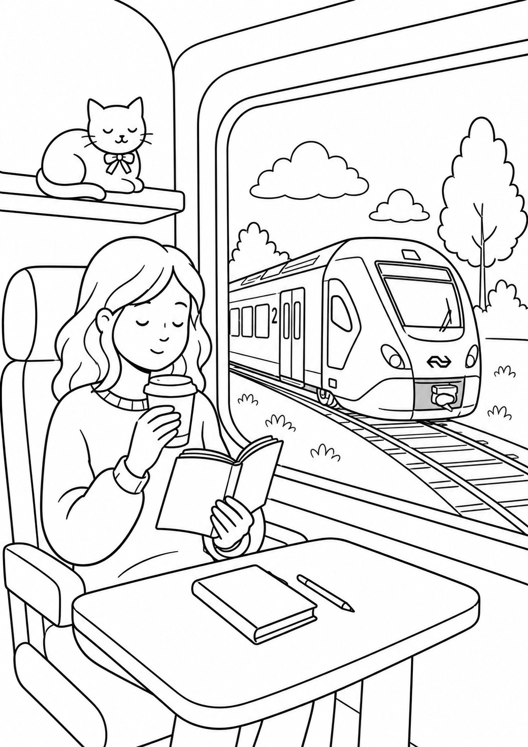 Voorbeeldillustratie van custom kleurboek voor openbaar vervoer organisatie
